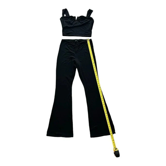 Naked wardrobe Black Flare Pant Soft Cropped Top Tank 2 PC Set Outfit Size 1X - Picture 3 of 15